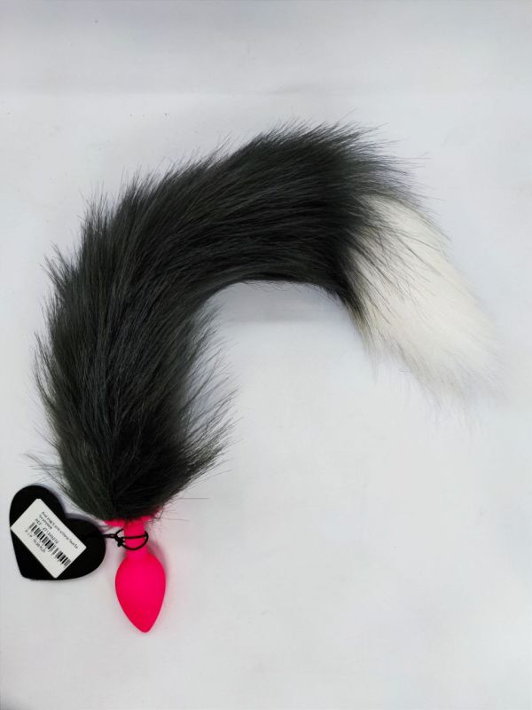 Анальная пробка S с хвостом DS Fetish Anal plug S pink silikone faux fur fox polyeste вид 2