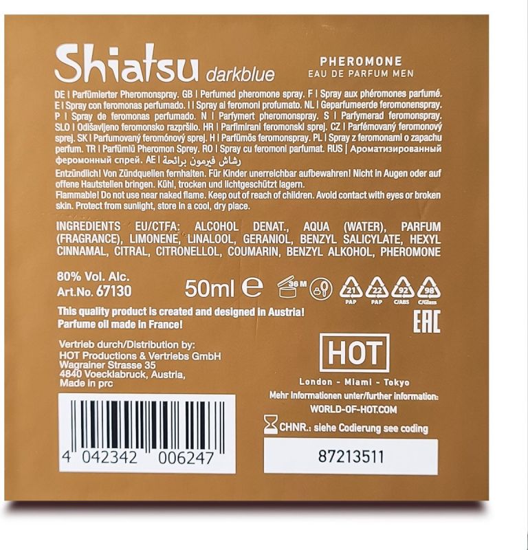 Духи с феромонами мужские SHIATSU Pheromone Fragrance men darkblue, 50 мл вид 4
