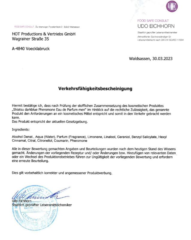 Духи з феромонами чоловічі SHIATSU Pheromone Fragrance men darkblue, 50 мл вид 7