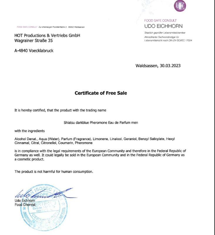 Духи с феромонами мужские SHIATSU Pheromone Fragrance men darkblue, 50 мл вид 8