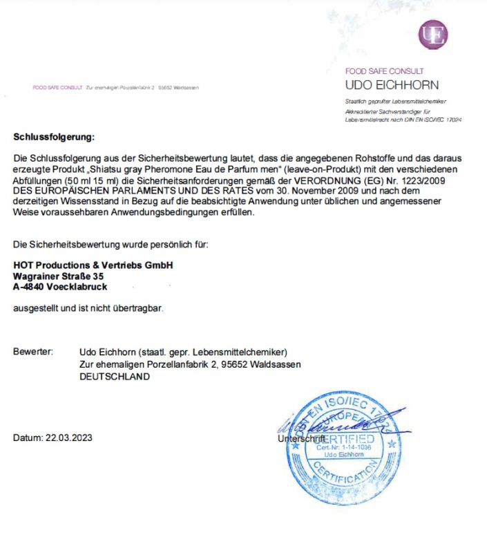 Духи с феромонами мужские SHIATSU Pheromone Fragrance men grey, 50 мл вид 10