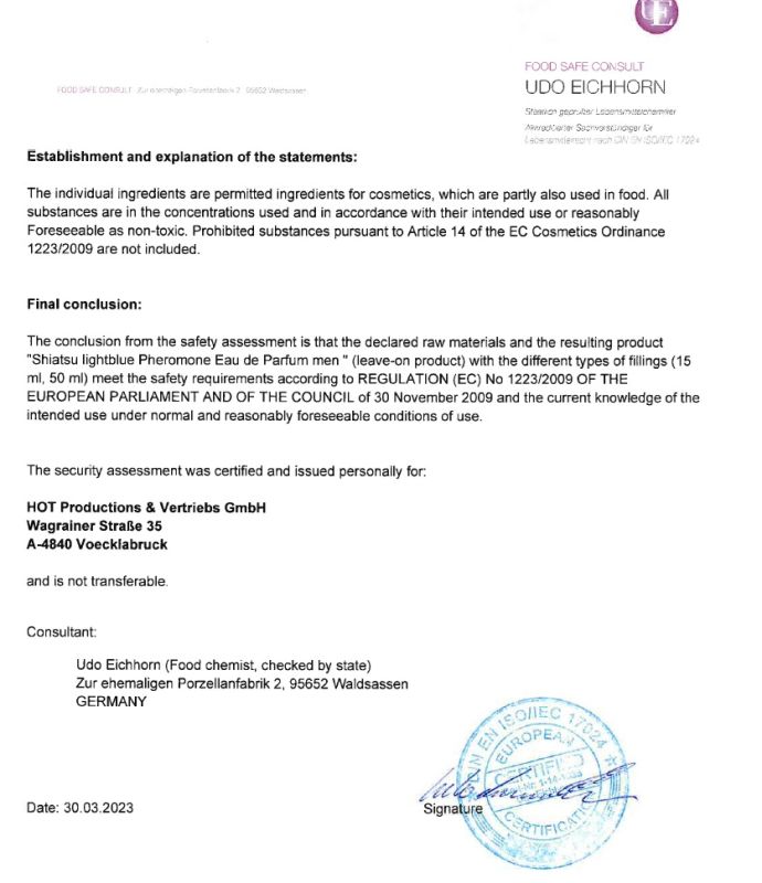 Духи з феромонами чоловічі SHIATSU Pheromone Fragrance men lightblue, 50 мл вид 7