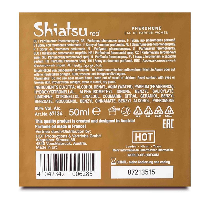 Духи с феромонами женские SHIATSU Pheromone Fragrance women red, 50 мл вид 9