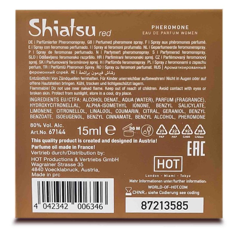 Духи з феромонами жіночі SHIATSU Pheromone Fragrance women red, 15 мл вид 10