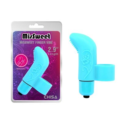 Вибратор на палец с рельефом Chisa MisSweet Finger Vibe, голубой