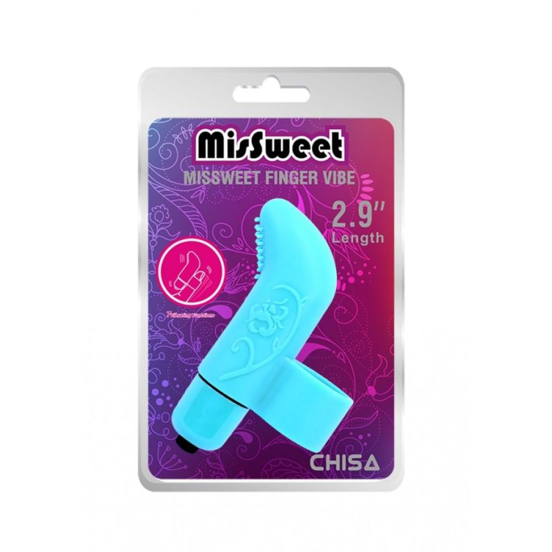 Вібратор на палець із рельєфом Chisa MisSweet Finger Vibe, блакитний вид 6