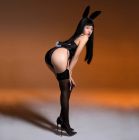 Костюм зайчика UPKO Bunny Girl Bodysuit з відкритими грудьми, чорний, М вид 2