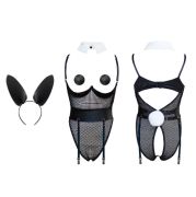 Костюм зайчика UPKO Bunny Girl Bodysuit з відкритими грудьми, чорний, М