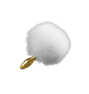 Анальная пробка в виде хвоста кролика Upko Rabbit Fur Bunny Tail Small Butt Plug из кроличьего меха