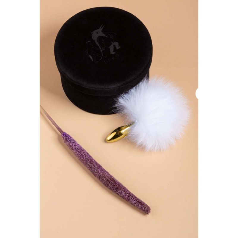 Анальная пробка в виде хвоста кролика Upko Rabbit Fur Bunny Tail Small Butt Plug из кроличьего меха вид 10