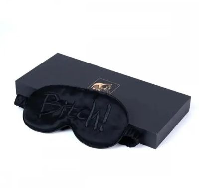 Маска на глаза с надписью Bitch! от UPKO, шелковая, Black