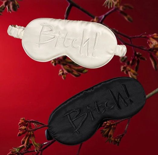 Маска на очі з написом Bitch! від UPKO, шовкова, Black вид 5