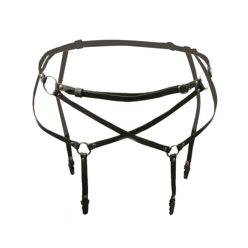 Пояс для панчох One Size S4, натуральна шкіра, чорний вид 6