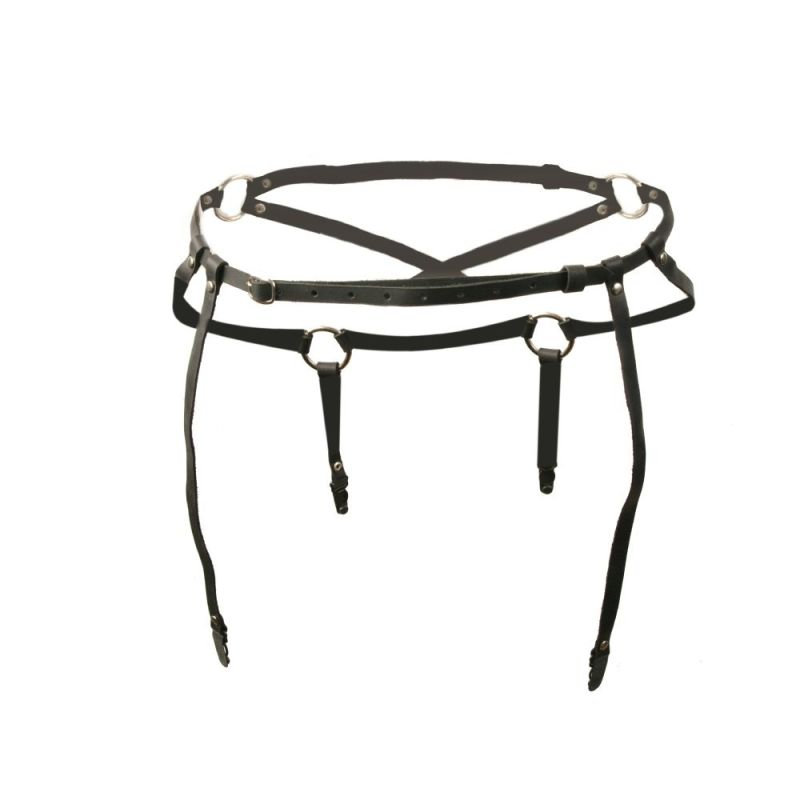 Пояс для панчох One Size S4, натуральна шкіра, чорний вид 7