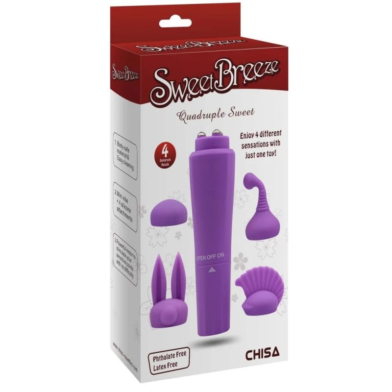 Вібро-стимулятор для клітора + 4 насадки Chisa Sweet Breeze, фіолетовий вид 9