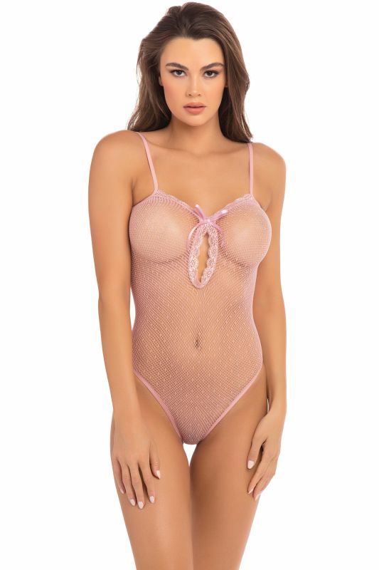 Боди в сетку UNDONE SEE THROUGH BODYSUIT PINK, OS вид 2