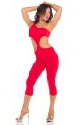 Комбинезон с открытыми плечом Pink Lipstick One Shoulder Cropped Catsuit, красный, S/M вид 2