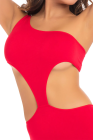 Комбінезон з відкритим плечем Pink Lipstick One Shoulder Cropped Catsuit, червоний, S/M вид 4