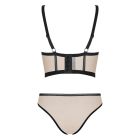 Комплект Obsessive Nudelia бюстьє з трусиками, бежевий з чорним, S/M вид 5