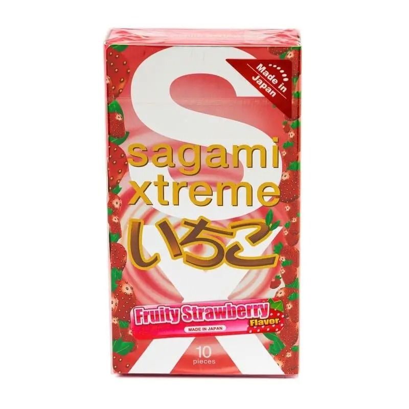 Ультратонкие презервативы Sagami Xtreme Strawberry 0,04 мм (цена за упаковку, 10 шт.) вид 2