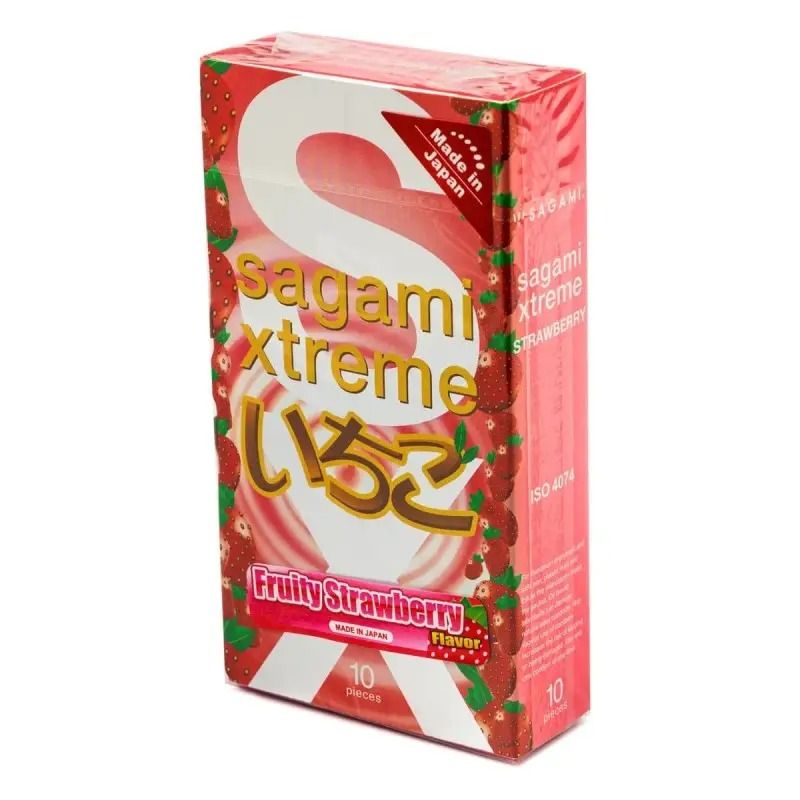 Ультратонкие презервативы Sagami Xtreme Strawberry 0,04 мм (цена за упаковку, 10 шт.) вид 3