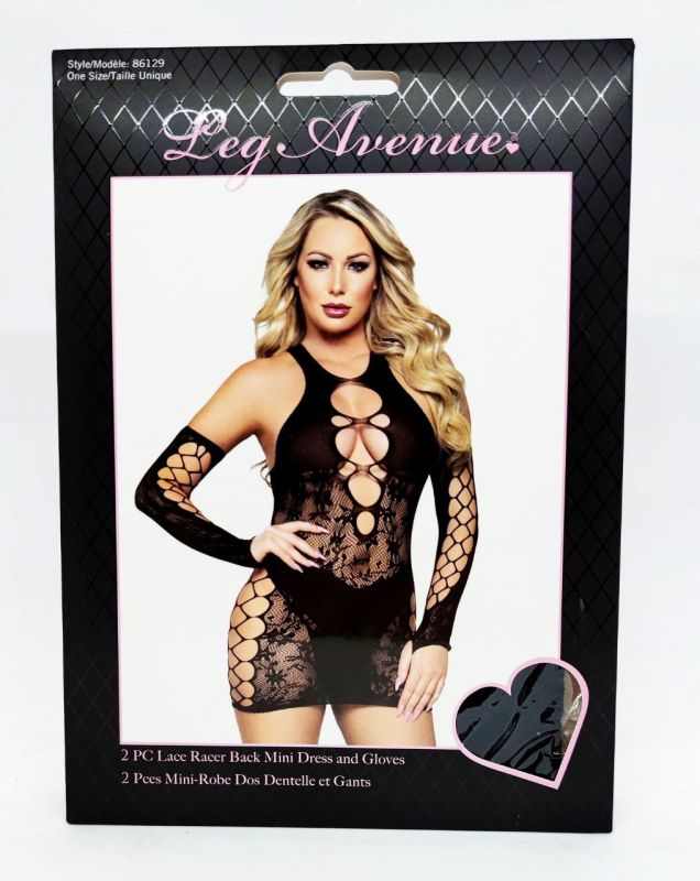 Черное мини-платье Leg Avenue Lace Racer вид 9