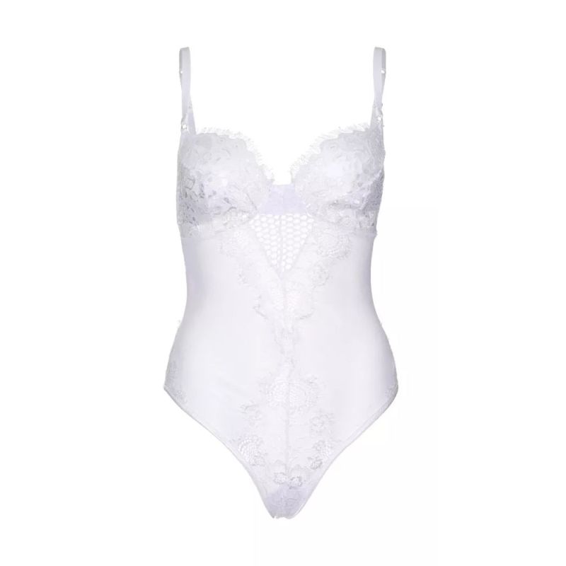 Біле мереживне боді з квітковим принтом Leg Avenue S вид 5