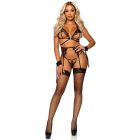 Комплект нижнего белья Leg Avenue Eyelash Lace Open Cup Black O\S вид 2