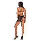 Пеньюар у сіточку Obsessive MILAGRO в комплекті з трусиками-стрінгами, чорний, L/XL вид 5