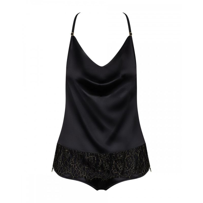 Комплект з топа та трусиків Obsessive AGATYA з мереживними елементами та відкритою спиною, чорний, L/XL вид 7