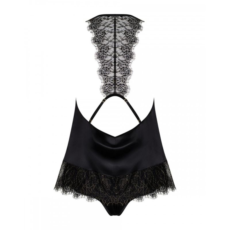 Комплект з топа та трусиків Obsessive AGATYA з мереживними елементами та відкритою спиною, чорний, L/XL вид 8