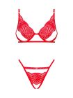Комплект мереживної білизни з декоративними лямками Obsessive Mellania червоний, L/XL вид 6