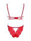 Комплект белья кружевной с декоративными лямками Obsessive Mellania красный, L/XL вид 7
