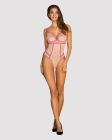 Боди телесный Obsessive Nudelia с розовой отделкой, S/M вид 4