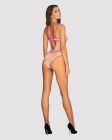 Боди телесный Obsessive Nudelia с розовой отделкой, S/M вид 5