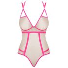 Боди телесный Obsessive Nudelia с розовой отделкой, S/M вид 6