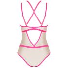 Боди телесный Obsessive Nudelia с розовой отделкой, S/M вид 7