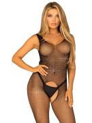 Сексуальный комбинезон со стразами черный LEG AVENUE Fishnet Tank Bodystockin O\S