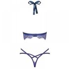 Комплект білизни Obsessive FLOWLACE з квітковим мереживом, синій, L/XL вид 7