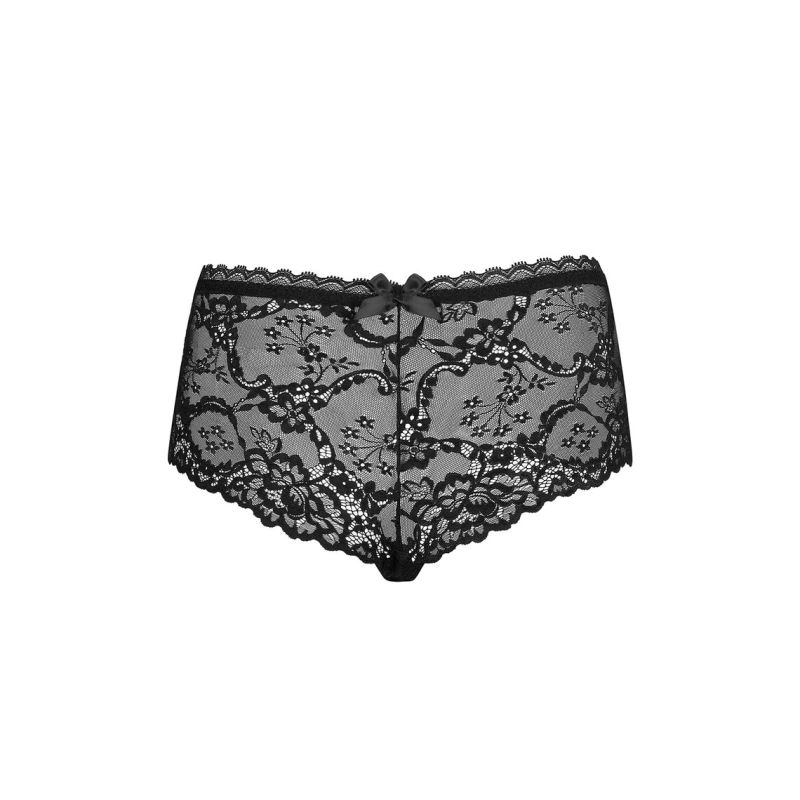 Мереживні трусики-шортики Obsessive RAQUELIA, чорний, S/M вид 7