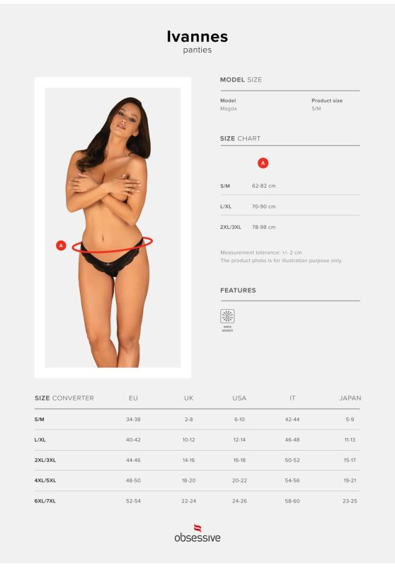 Трусики полупрозрачные с кружевом Obsessive Ivannes черный, S/M вид 10