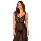 Пеньюар довгий Obsessive Estiqua з відкритою спиною, чорний, M/L вид 4