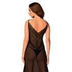 Пеньюар довгий Obsessive Estiqua з відкритою спиною, чорний, M/L вид 5