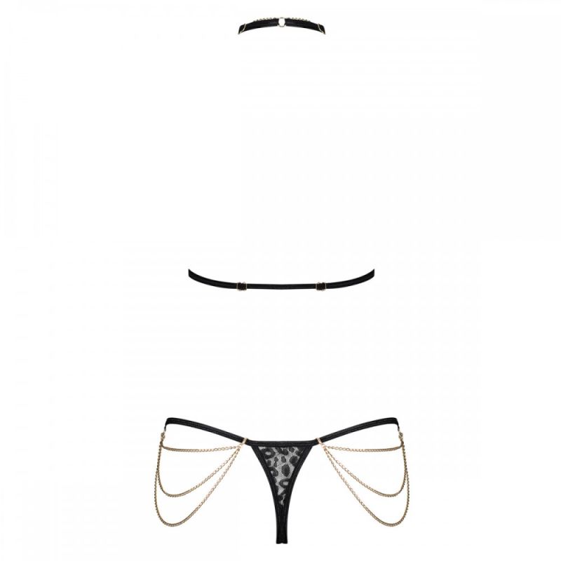 Комплект з анімалістичним принтом Obsessive Pantheria та декоративними ланцюжками, L/XL вид 5