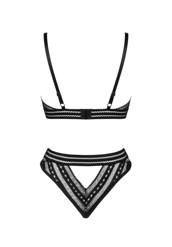 Комплект з геометричним візерунком Obsessive Natilya, чорний, XS/S вид 7