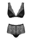 Комплект мереживний Obsessive Klarita ліф і трусики з високою посадкою, чорний, L/XL вид 6