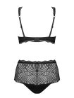 Комплект мереживний Obsessive Klarita ліф і трусики з високою посадкою, чорний, L/XL вид 7