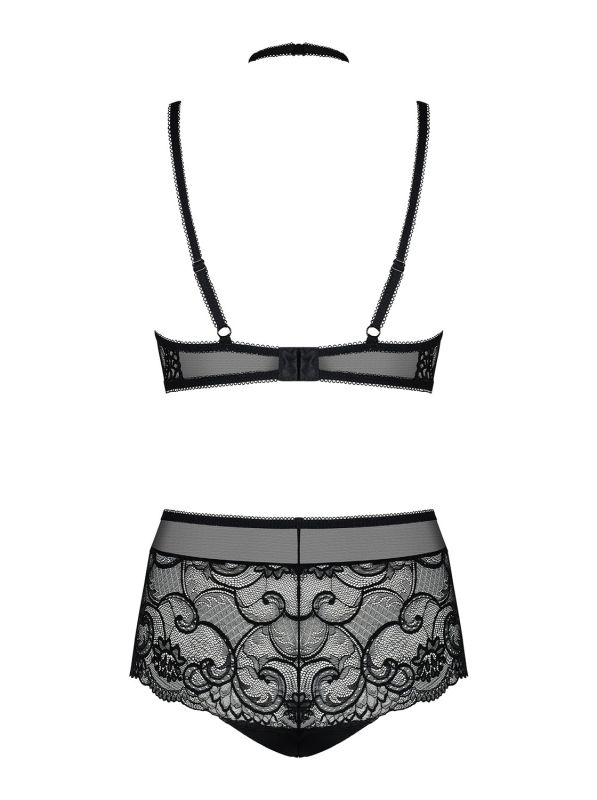 Комплект кружевной Obsessive Elizenes с чокером, черный, L/XL вид 5