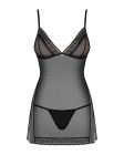 Пеньюар полупрозрачный с орнаментом по краю Obsessive 862-CHE-1 черный, L/XL вид 6