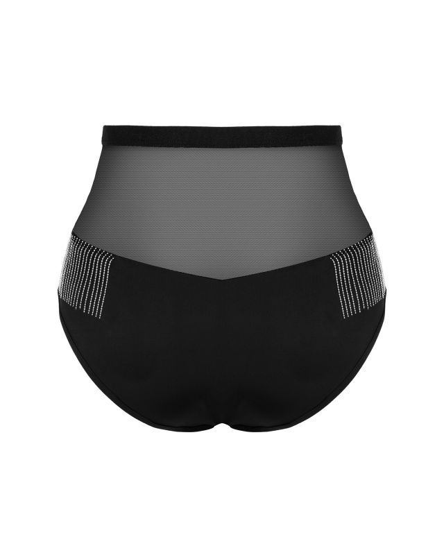 Трусики полупрозрачные с блестящей бахромой Obsessive MILLADIS черный, M/L вид 9